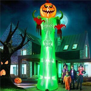 12FT Halloween Inflatable with LED Light, Giant Pumpkin Halloween